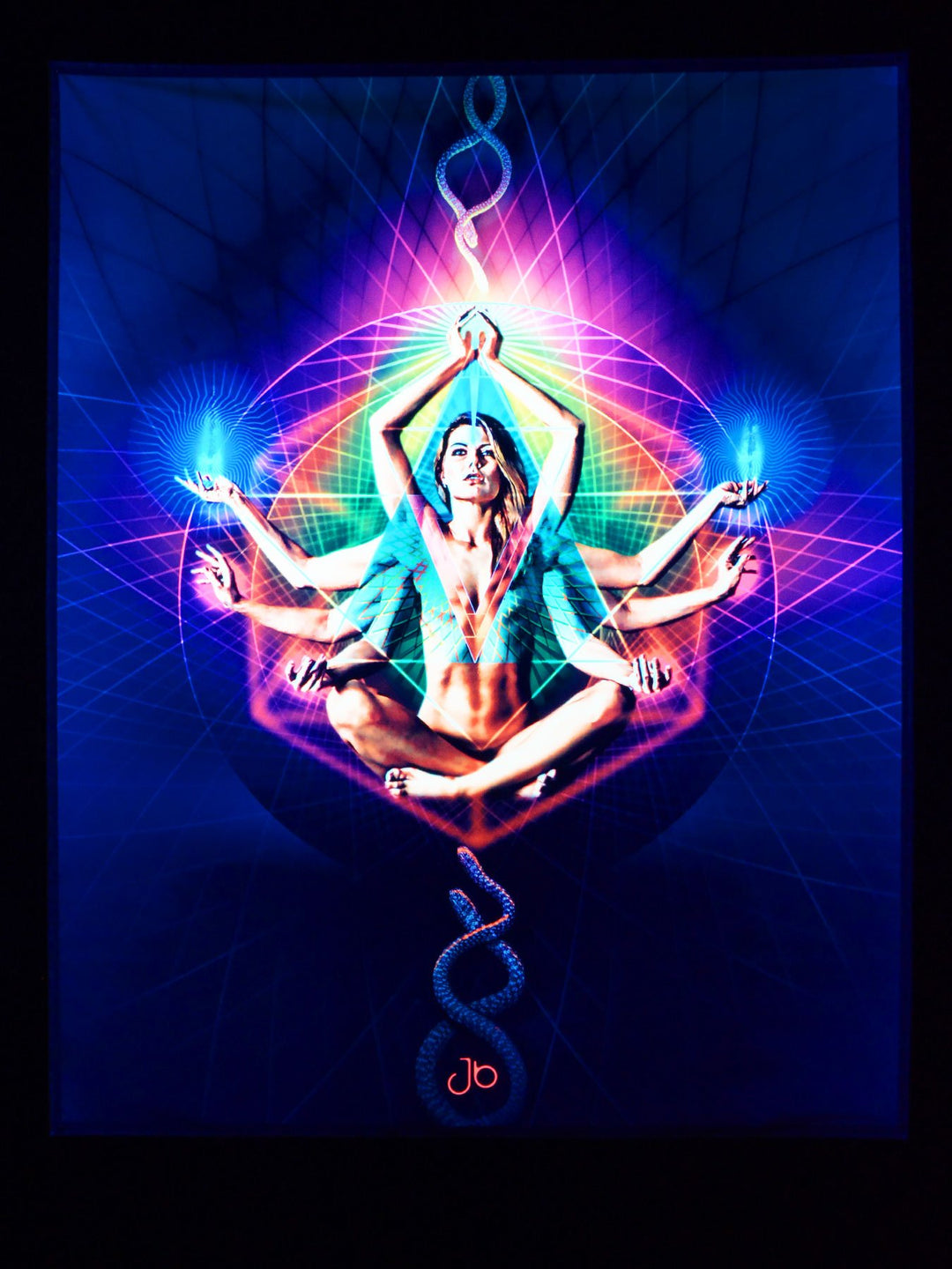 PSYWORK Schwarzlicht Stoffposter Neon | Resonance | 0,55 x 0,68m | UV-aktiv | fluoreszierend | Wandb