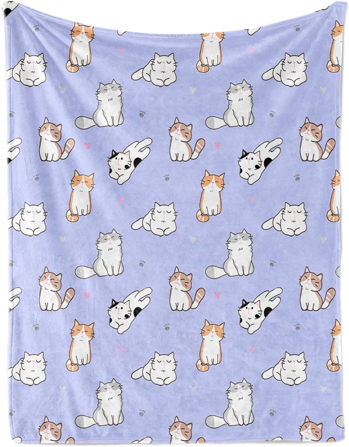 Decke katzenmotiv 130x150cm,Cartoon Kätzchen kuscheldecke Fleece Decke mit 3D Tierdruck, Weiche Warm