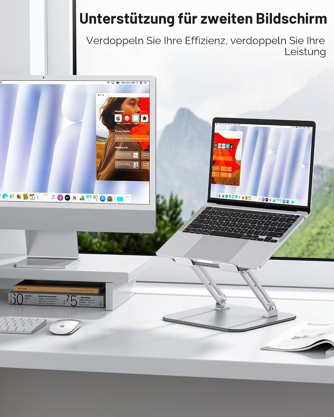 OMOTON Laptop Ständer Höhenverstellbar, Ergonomischer Notebook Ständer mit Belüftung, Faltbarer Lapt