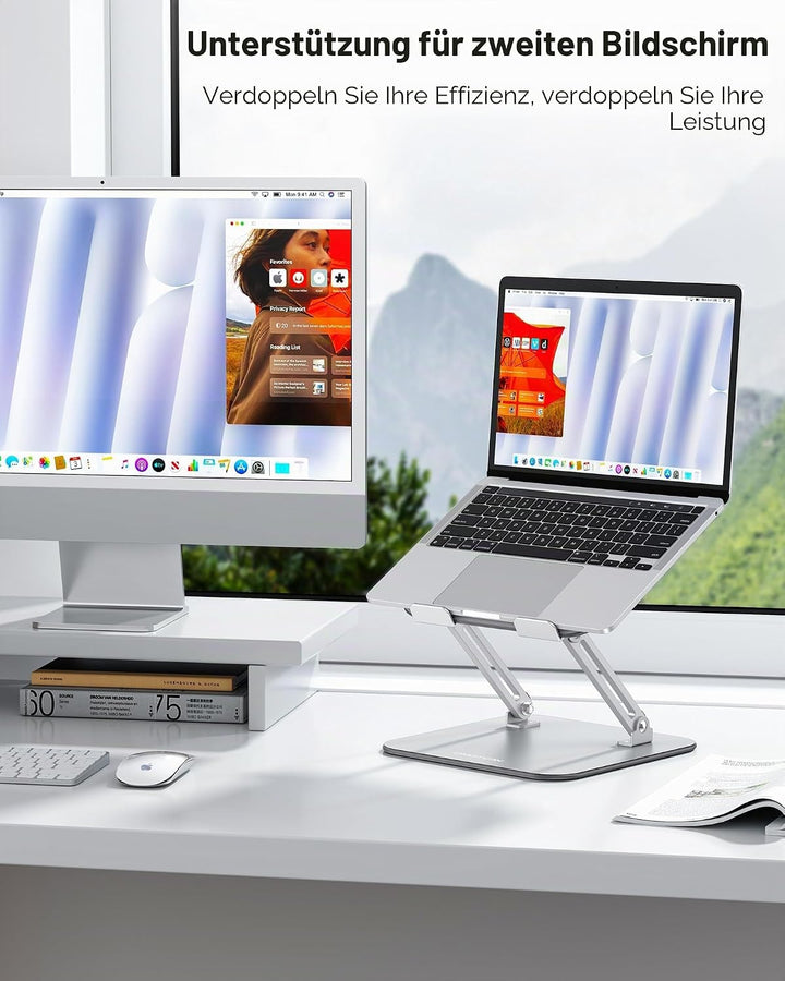 OMOTON Laptop Ständer Höhenverstellbar, Ergonomischer Notebook Ständer mit Belüftung, Faltbarer Lapt