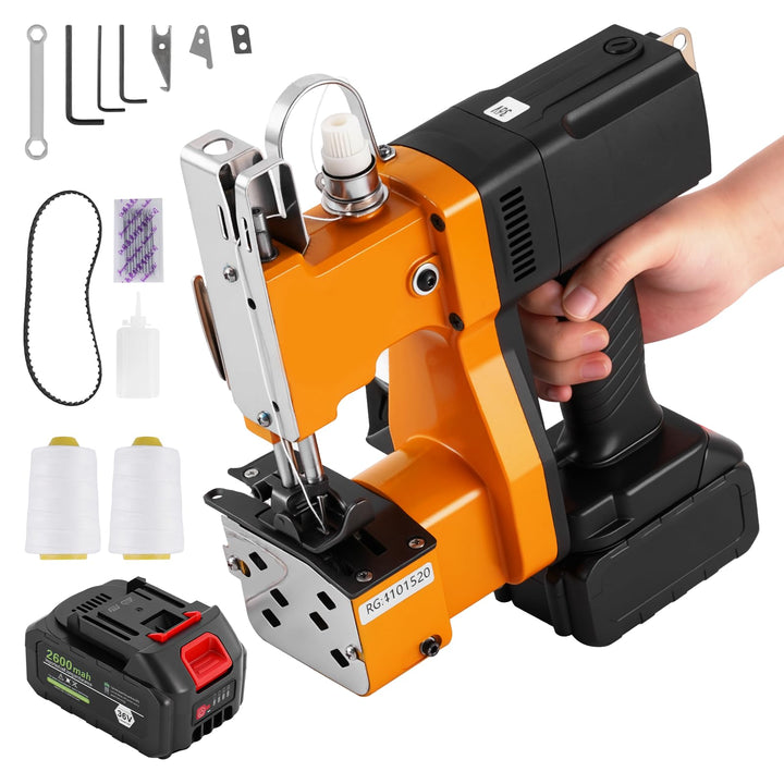 MXBAOHENG Beutelverschliessmaschine (mit 2 Batterien) GK9-890D Sacknähmaschine Tragbar zum Nähen von