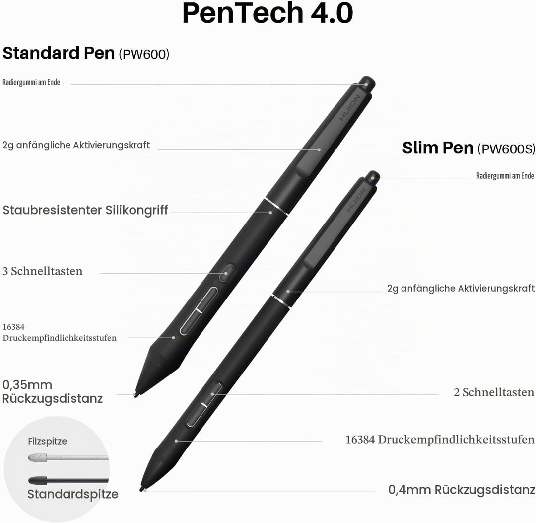 HUION Kamvas Pro 24 Gen 3 Grafiktablett mit Display, 23,8" 4K-UHD-Zeichenmonitor, 16384 Druckstufen