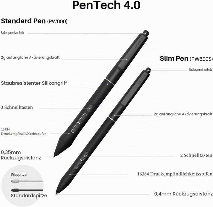 HUION Kamvas Pro 24 Gen 3 Grafiktablett mit Display, 23,8" 4K-UHD-Zeichenmonitor, 16384 Druckstufen