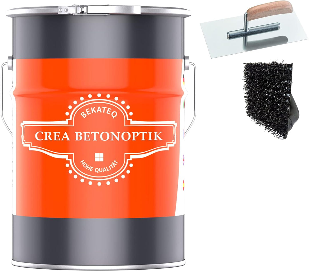 BEKATEQ Betonoptik in Betongrau 6kg, Stonewash Style Betonlook bis 15qm Betonspachtel inkl. Werkzeug