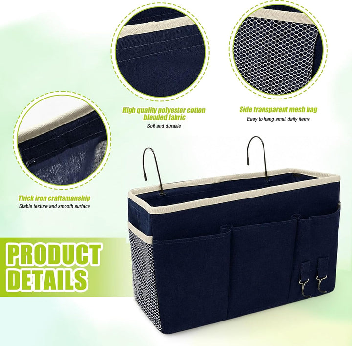 2er Set Bett Organizer zum Einhängen mit Bodenplatte – Hängeorganizer für Bett &amp; Hochbett, Hängeaufb