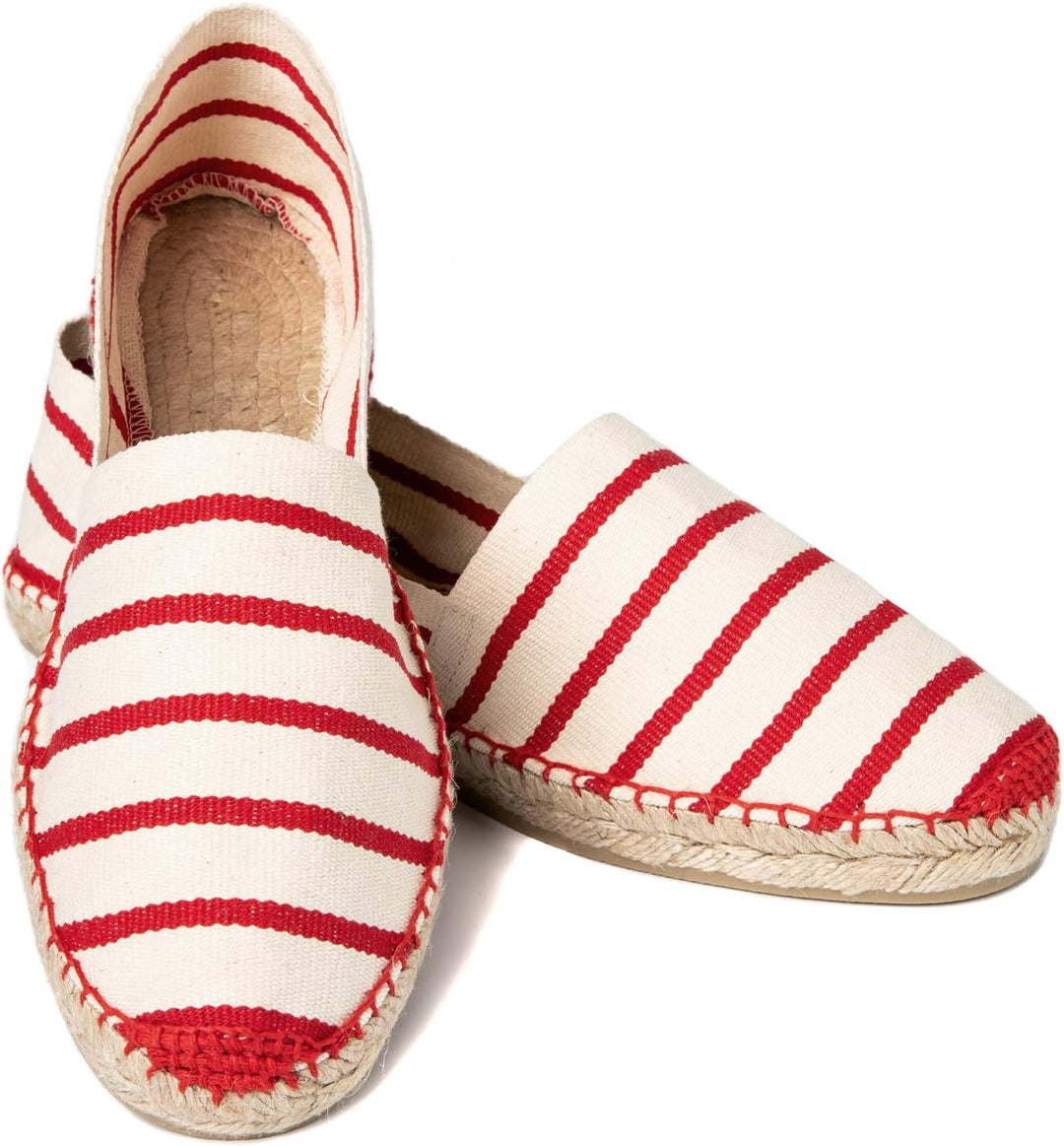 WELTENMANN gestreifte Herren Slip-on Espadrilles aus Baumwolle mit Schuhbeutel, 41-46, Handmade in S