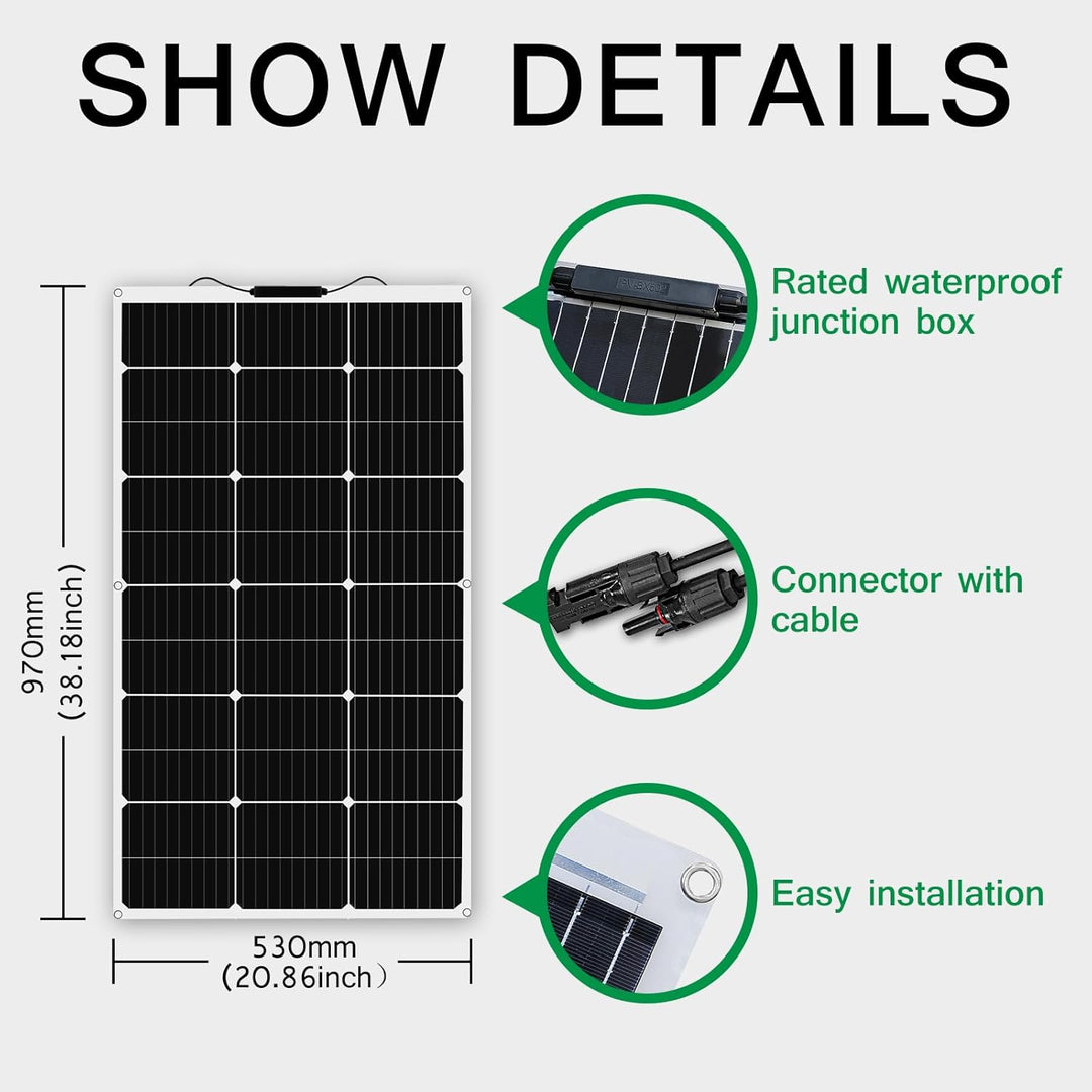800W 12V Solarpanel 8 stücke 100W Flexible Solarmodul Monokristallin Photovoltaik Solarzelle für Woh