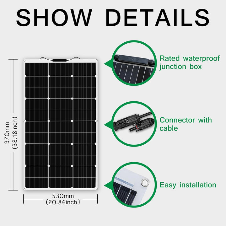 800W 12V Solarpanel 8 stücke 100W Flexible Solarmodul Monokristallin Photovoltaik Solarzelle für Woh