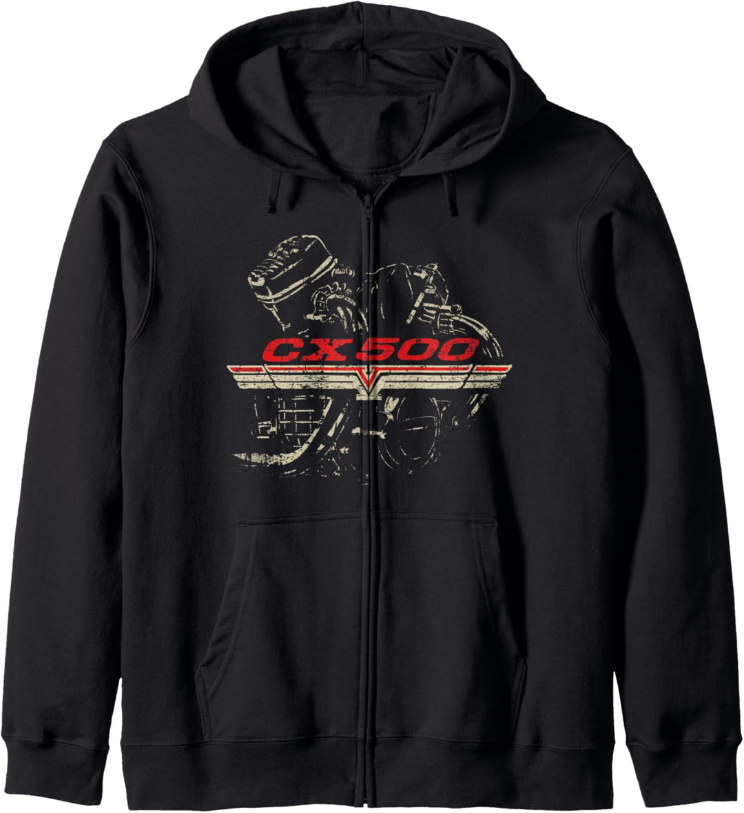 CX500 Motor Distressed Retro Design Kapuzenjacke
