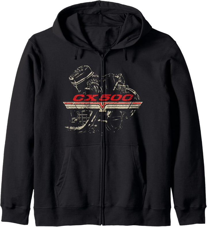 CX500 Motor Distressed Retro Design Kapuzenjacke