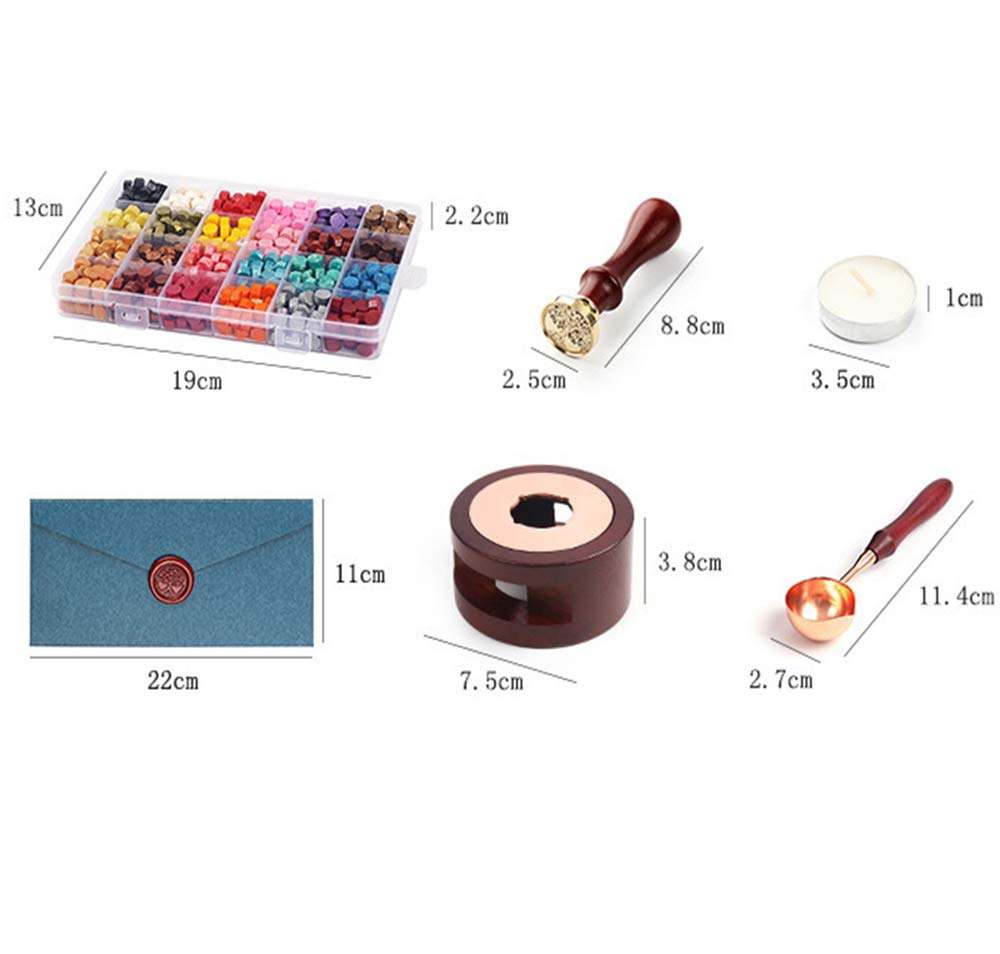 600 Stück achteckige Siegel wachs perlen Wachs Siegel Stempel Kit mit 1 Siegelstempel 24 Farbe-Siege