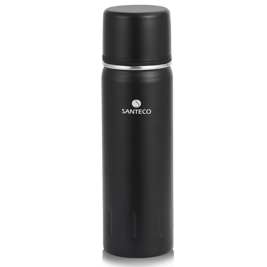 SANTECO Thermoskanne Thermosflasche Edelstahl 1l, 500ml, Auslaufsicher Isolierflasche mit Trinkbeche