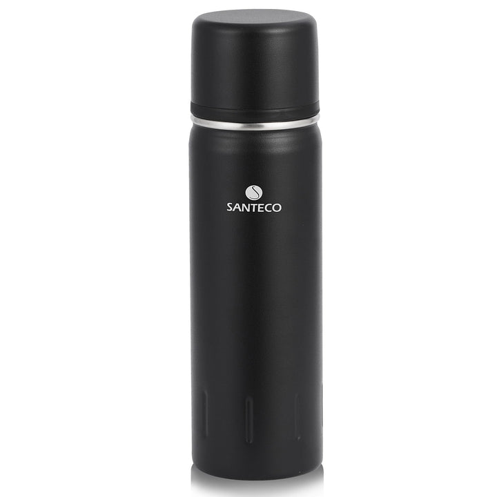 SANTECO Thermoskanne Thermosflasche Edelstahl 1l, 500ml, Auslaufsicher Isolierflasche mit Trinkbeche