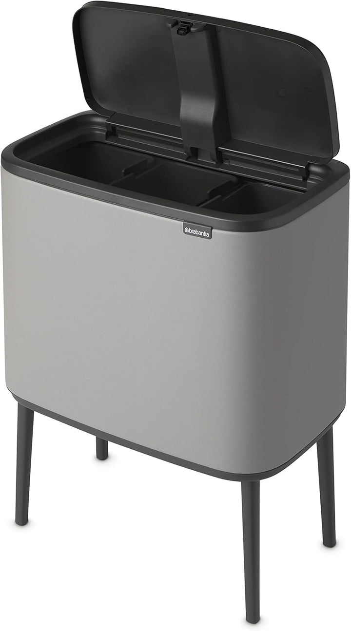 Brabantia 127229 Mülleimer Bo Touch Bin, 3 x 11L, Grauer mineralbeton 3 Inneneimer (3 x 11L) Mineral