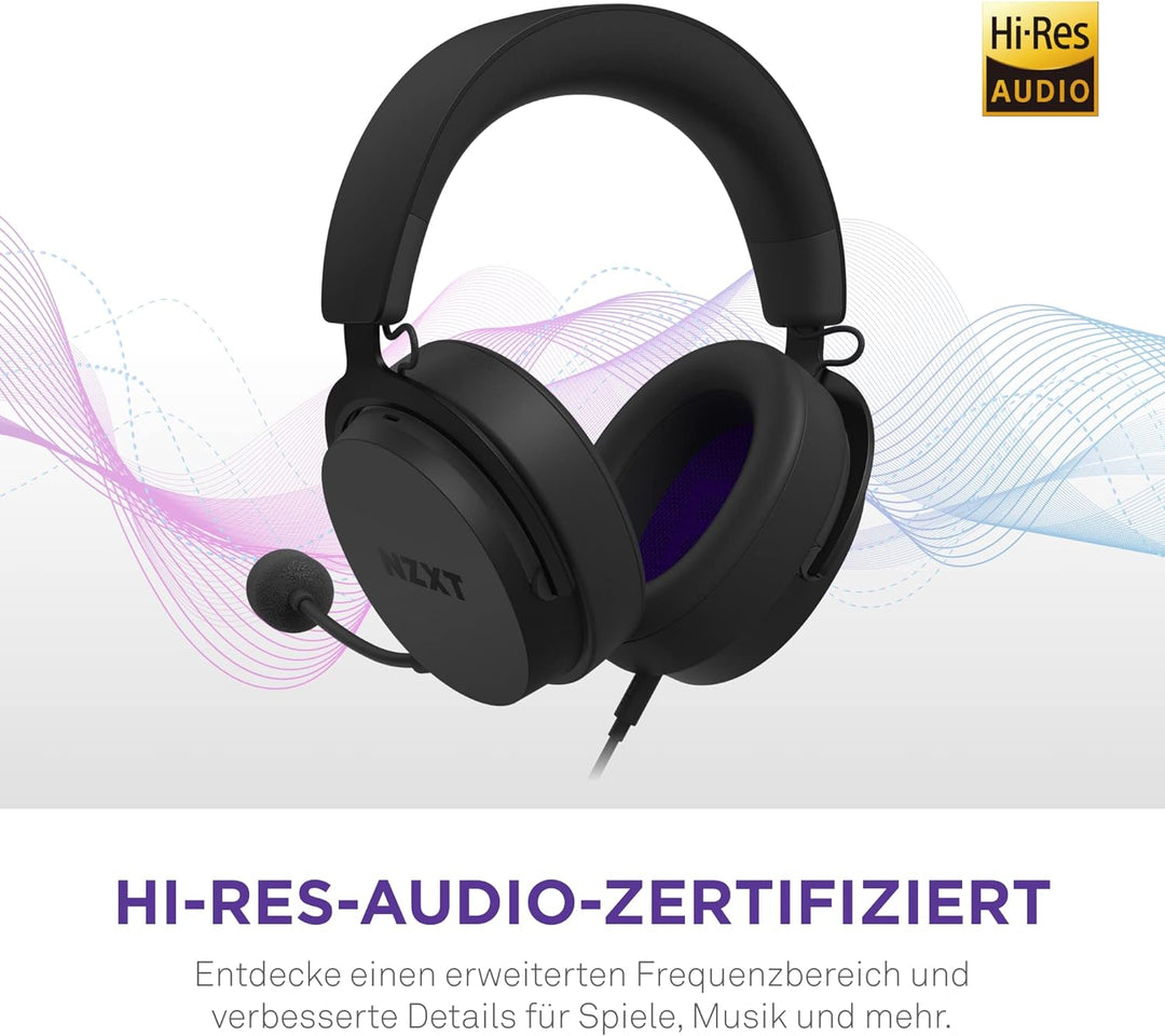 NZXT Kabelgebundenes PC-Gaming Relay-Headset – AP-WCB40-B2 - Hi-Res-Audio-zertifiziert – DTS Headpho