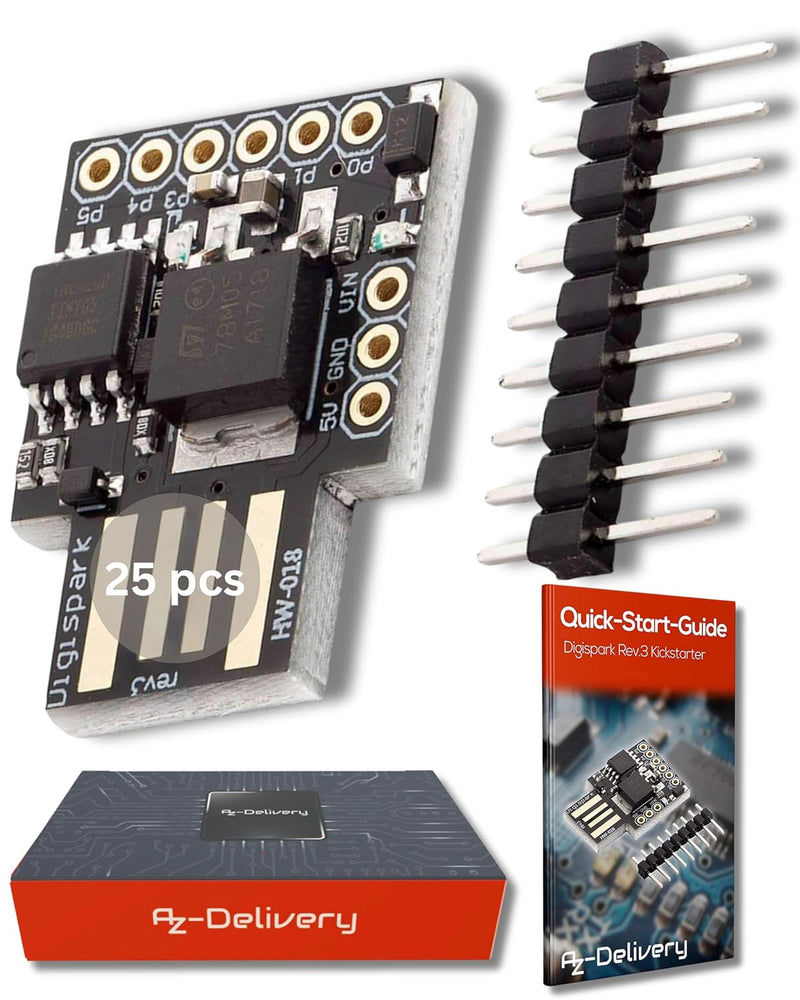 AZDelivery 25 x Digispark Rev.3 Kickstarter mit ATTiny85 und USB kompatibel mit Arduino inklusive E-