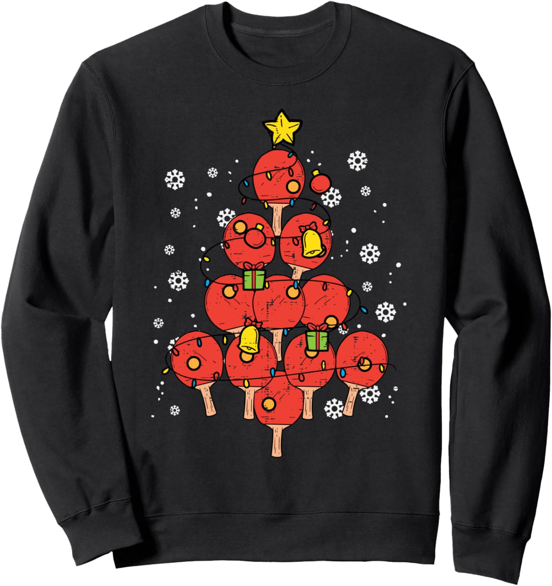 Ping Pong Weihnachts-Pyjama, Weihnachtsbaum, Tischtennis-Pyjama, Pjs Sweatshirt