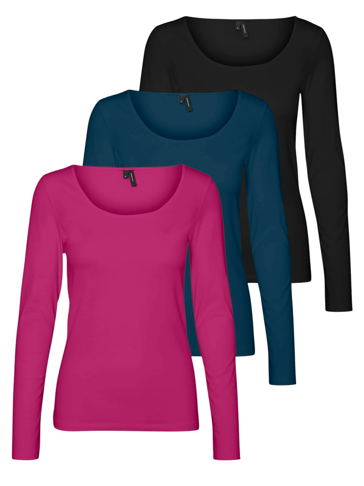 VERO MODA Damen Vmmaxi My Ls Soft Uneck Ga Noos Langarmshirts XS 1x Festival Fuchsia, 1x Gibraltar S