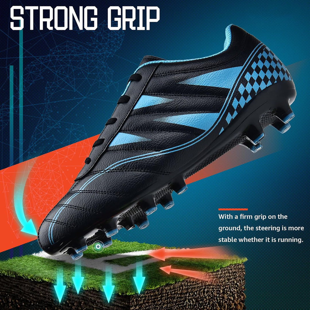 Littleplum Fussballschuh Kinder Footballschuhe Outdoor Athletic Soccer Schuhe 33 EU A Schwarz Blau,