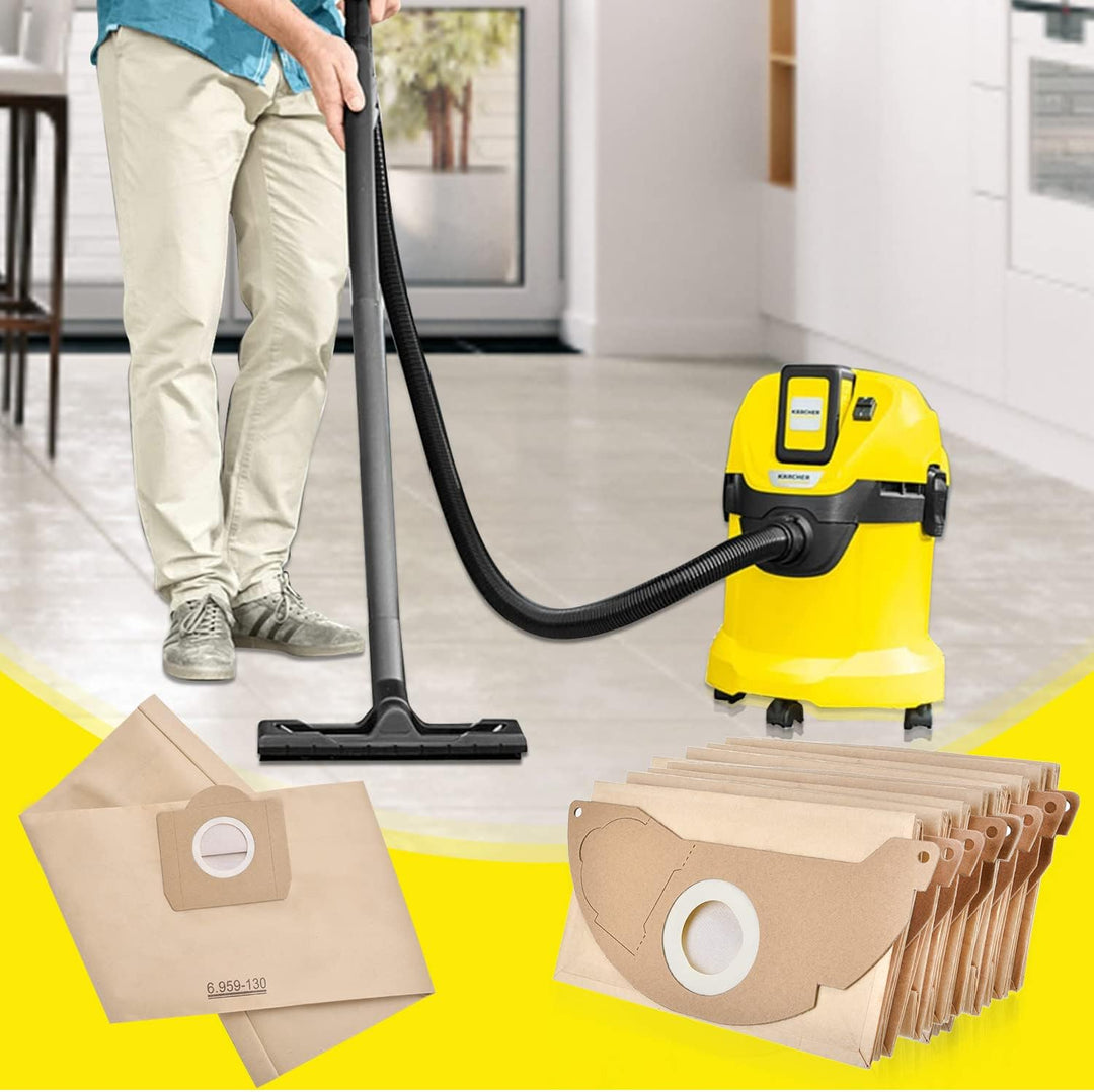 Staubsaugerbeutel für Karcher 6.959-130.0 Papierfilterbeutel 10 Stück Staubsaugertüten für Kärcher N