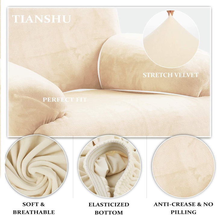 TIANSHU Samt Ruhesessel bezüge, Stretch Sesselschoner Elastisch Plush Couchbezug stilvolle Luxus-Möb