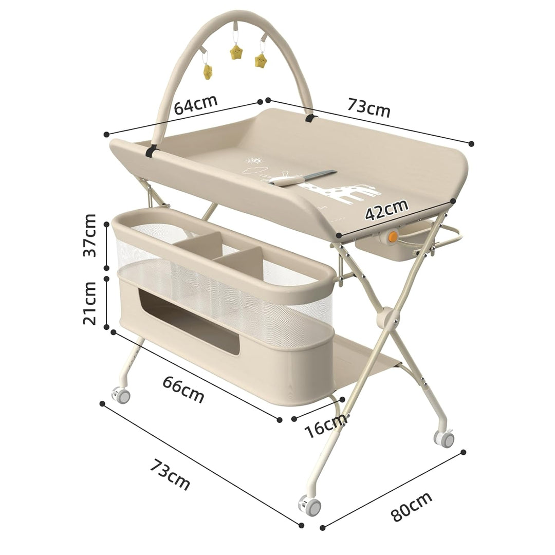 OHMG Wickeltisch für Babys,tragbarer klappbarer Wickeltisch mit Rollen,Mobile wickeltisch klappbar,w