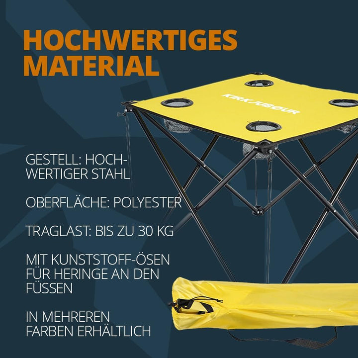 Kirkjubøur® Solkatt Faltbarer Campingtisch Klapptisch 58x58 x51 cm mit Getränkehalter für Picknick C