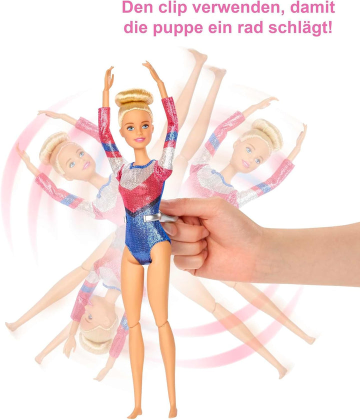 Barbie You Can Be Anything Series, Turnerin, Barbie-Puppe mit blonden Haaren, Schwebebalken, Turnbeu