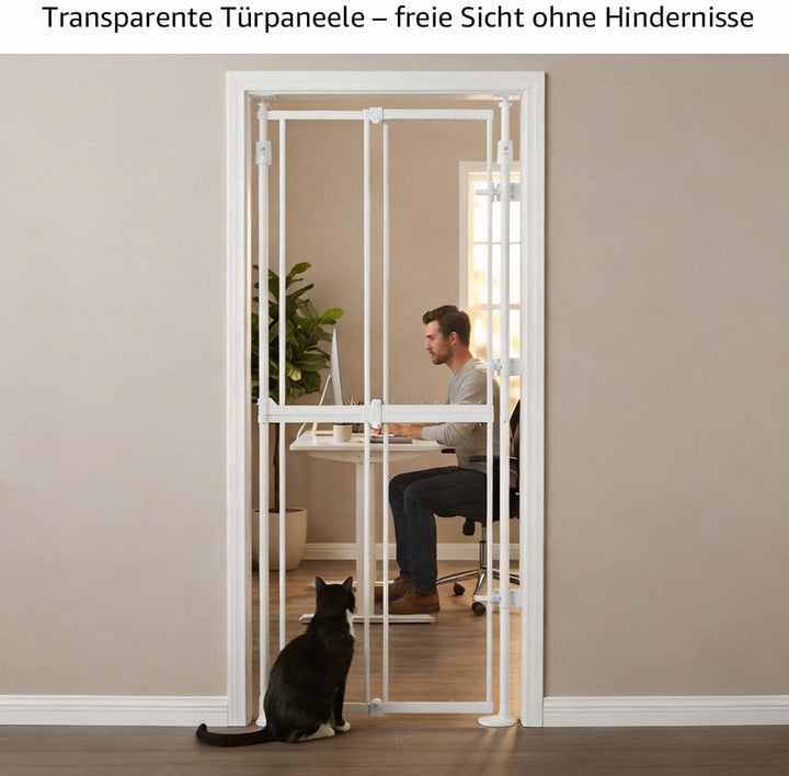 unipaws Transparentes Extra Hohes Katzengitter, Druckmontage mit Auto-Close, 190–250 cm H x 53–86 cm