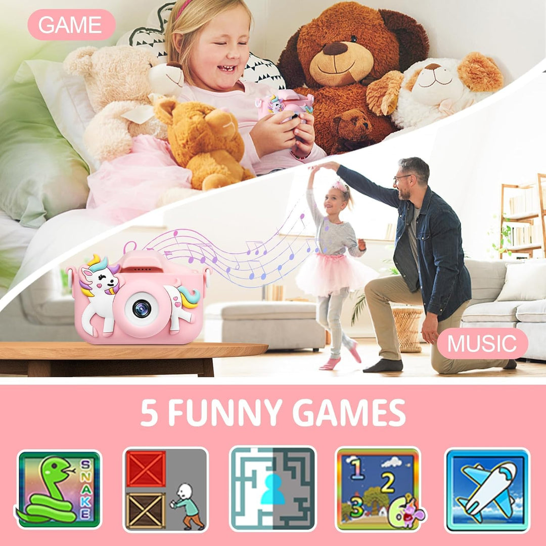 Kinderkamera 2,0-Zoll-Bildschirm 1080P Kinder Kamera Fotoapparat Kinder mit 32GB SD-Karte Selfie Dig