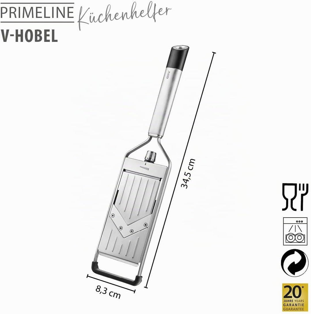 GEFU V‑Hobel PRIMELINE | Stufenlos einstellbar 0–5mm | Ultrascharfe V‑Klinge | Antirutschfüsse &amp; Auf