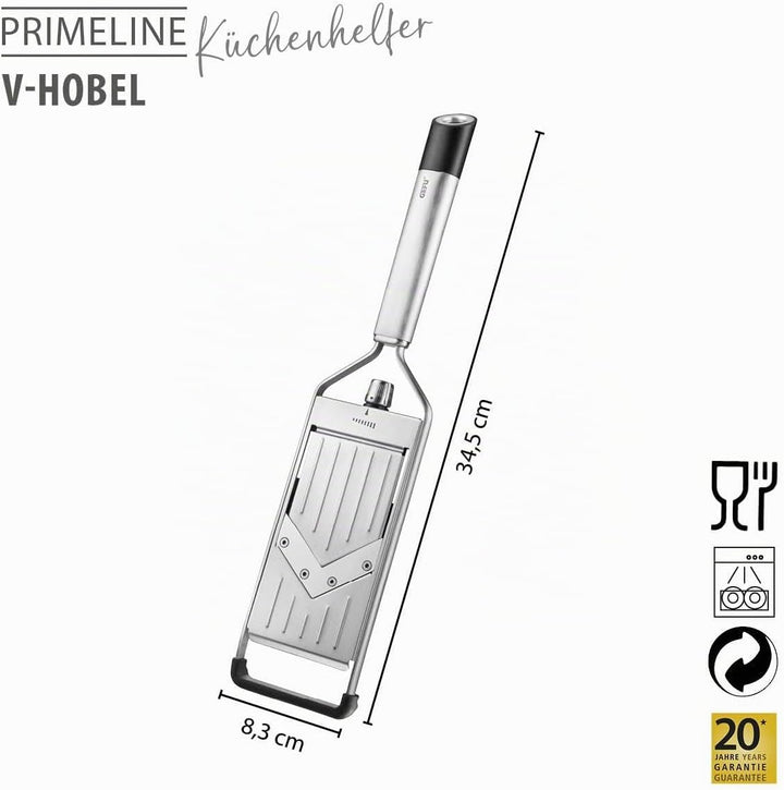 GEFU V‑Hobel PRIMELINE | Stufenlos einstellbar 0–5mm | Ultrascharfe V‑Klinge | Antirutschfüsse &amp; Auf