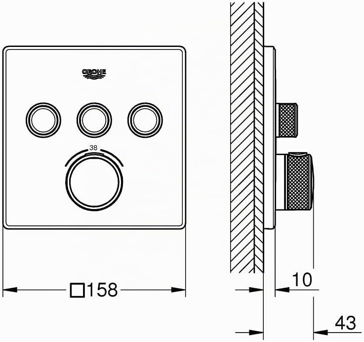 GROHE Grohtherm SmartControl - Brause- &amp; Duschsystem -Thermostat (3 Absperrventile, ultraflaches Des