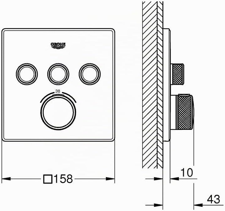GROHE Grohtherm SmartControl - Brause- &amp; Duschsystem -Thermostat (3 Absperrventile, ultraflaches Des