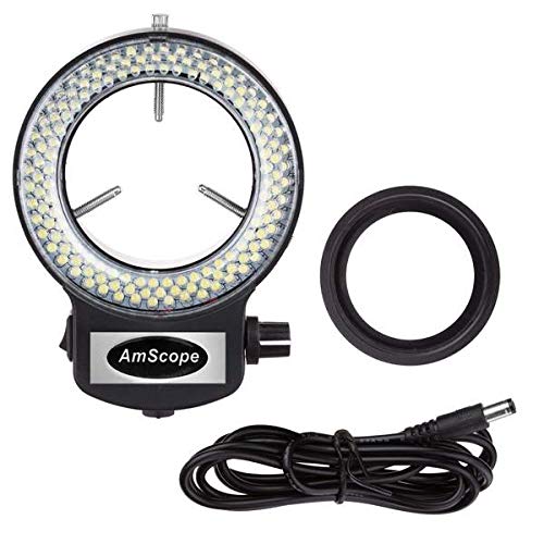 AMSCOPE LED-144B-ZK 144 LED verstellbare Ringleuchte Ringlicht in Schwarz mit Einer Aufsatzgrösse vo
