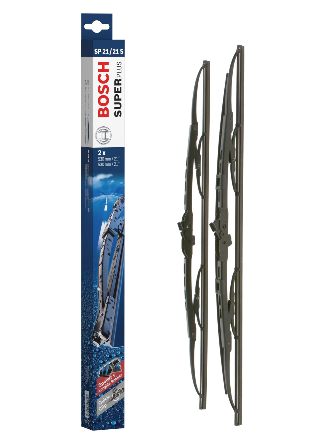 Bosch Scheibenwischer Super Plus Spoiler SP21/21S, Länge: 530mm/530mm − Set für Frontscheibe - Nur f
