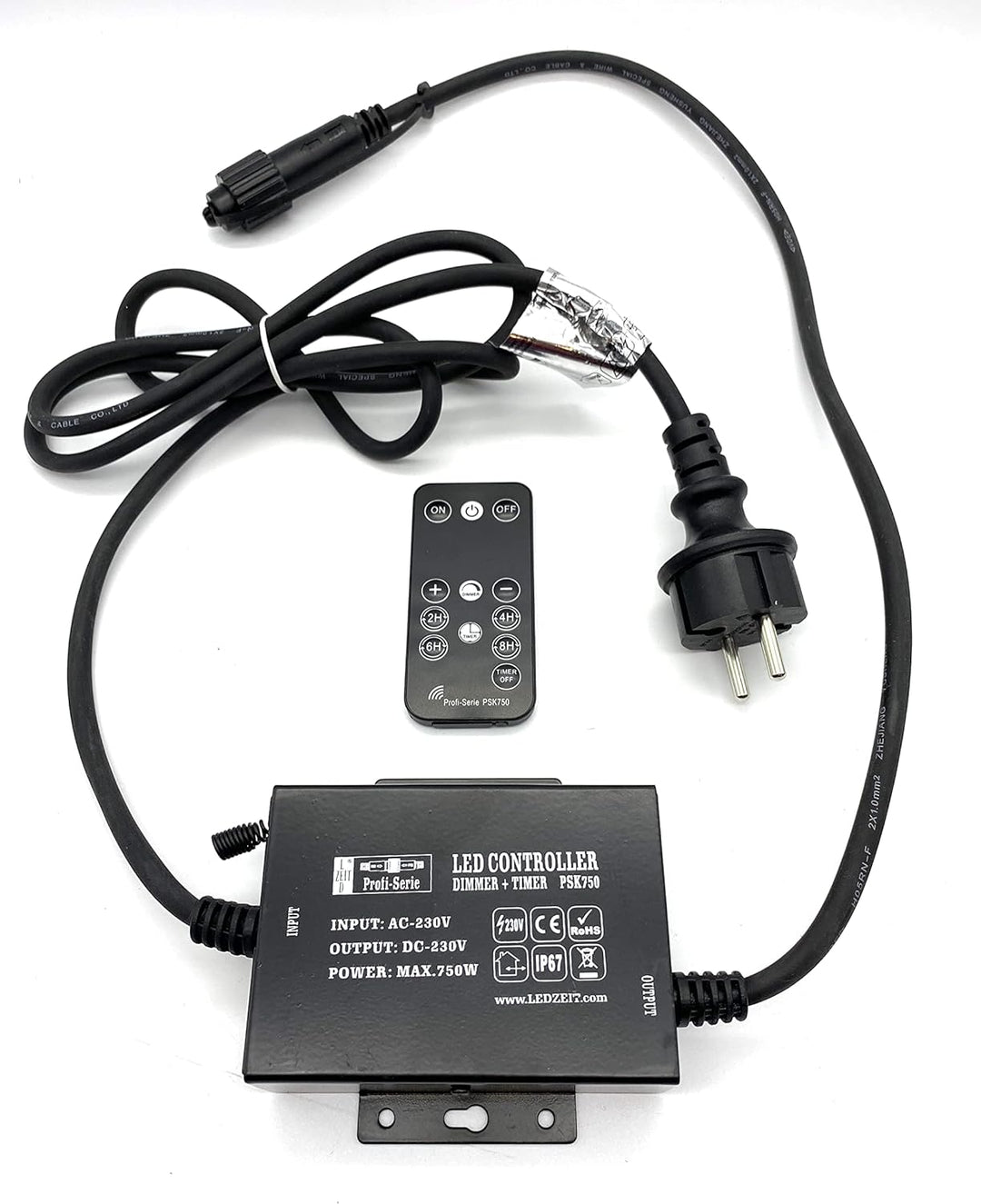 LEDZEIT - Profi Serie - LED Controller mit Netzstecker, Stufenloser Dimmer, Timer, mit Fernbedienung