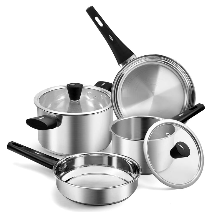 Topfset 6-Teilig Kochtopfset Induktion Töpfe Kochtopf Pfannenset Edelstahl Cookware Set Mit Deckel V