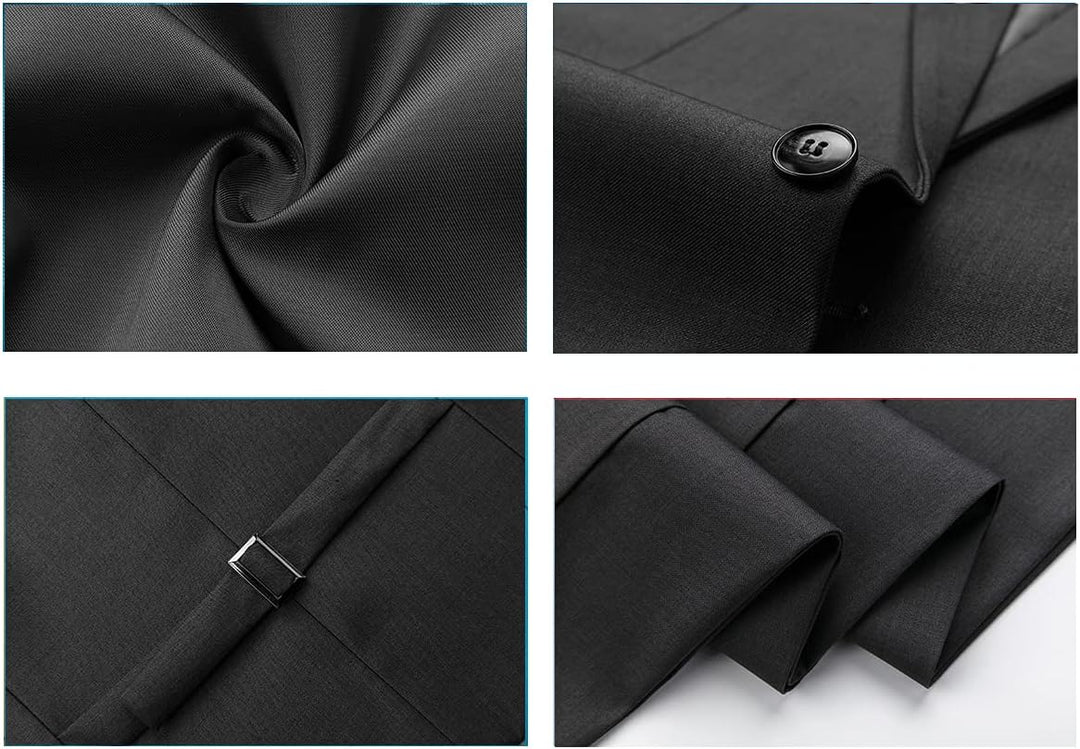 KUDORO Herren Anzüge 3-teilig Slim Fit Eine Knöpfe für Hochzeit Business Herrenanzug Sakko Weste Hos