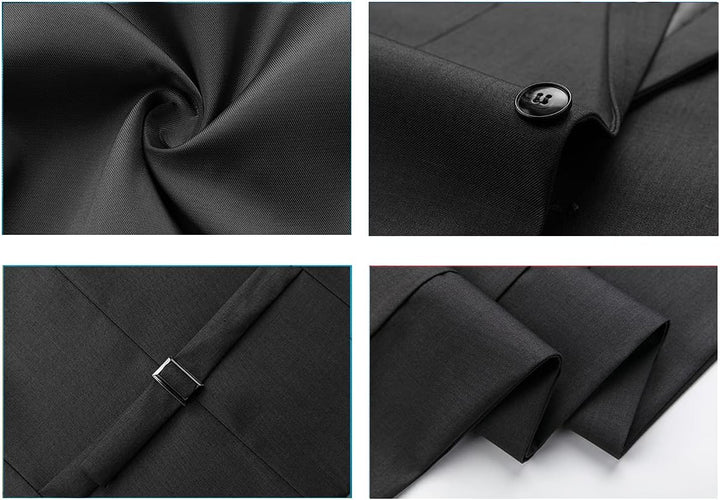 KUDORO Herren Anzüge 3-teilig Slim Fit Eine Knöpfe für Hochzeit Business Herrenanzug Sakko Weste Hos