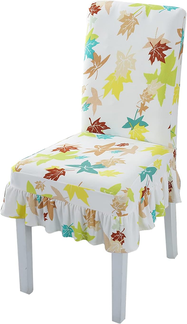 VanderHOME Stuhlhussen 4er Set Elastische Universal Esszimmerstuhl Abdeckung mit Rock Abnehmbare Was