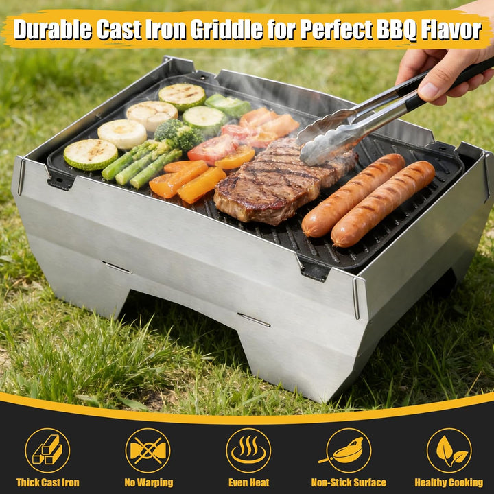 GFTIME Gusseisen Grillplatte passend für SKOTTI Grill, Plancha & Griddle 2-in-1, beidseitig verwendb