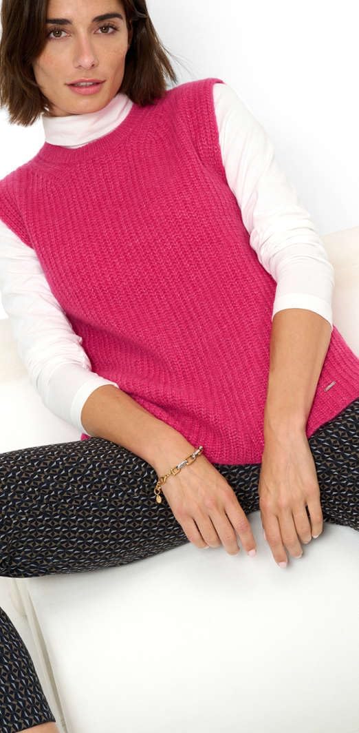 BRAX Damen Style Elisa Alpaka Mix Moderner Optik Pullunder 38 Orchid, 38 Orchid