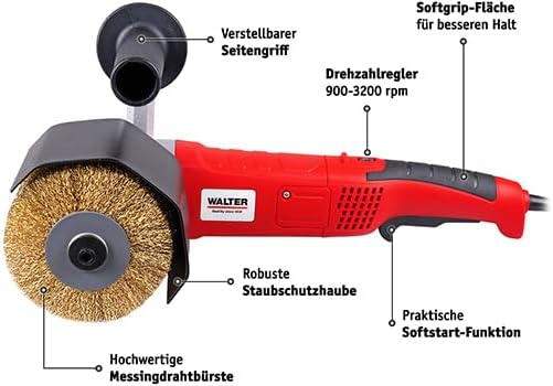 WALTER Bürstenschleifer 1300W – Leistungsstarker Walzenschleifer, Schleifmaschine für Aussenrenovier