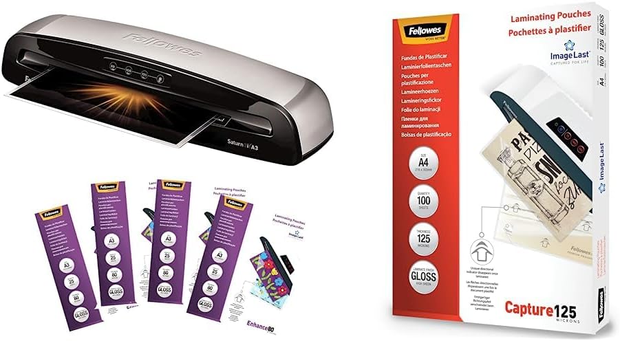 Fellowes A3 Home Office Laminiergerät Saturn 3i für 80-125 Micron Folien & Laminierfolien A4 ImageLa