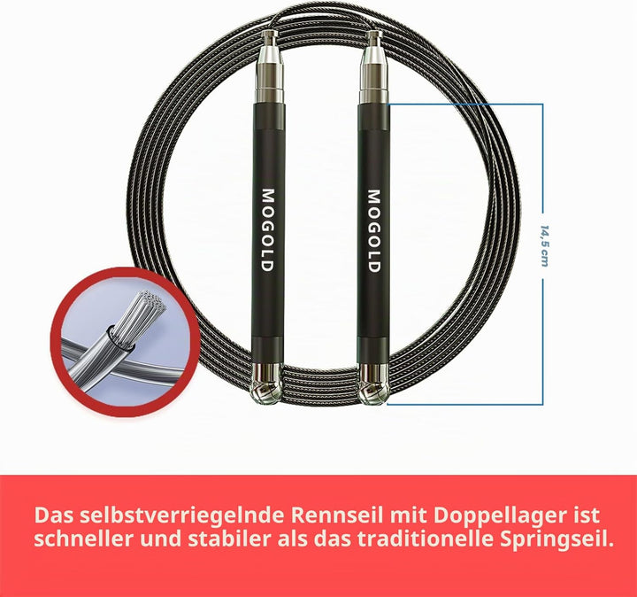 2-in-1 Speed Rope: 2mm for Boxing/MMA & 3mm for CrossFit - Tool-Free Adjustable Cable System with Du