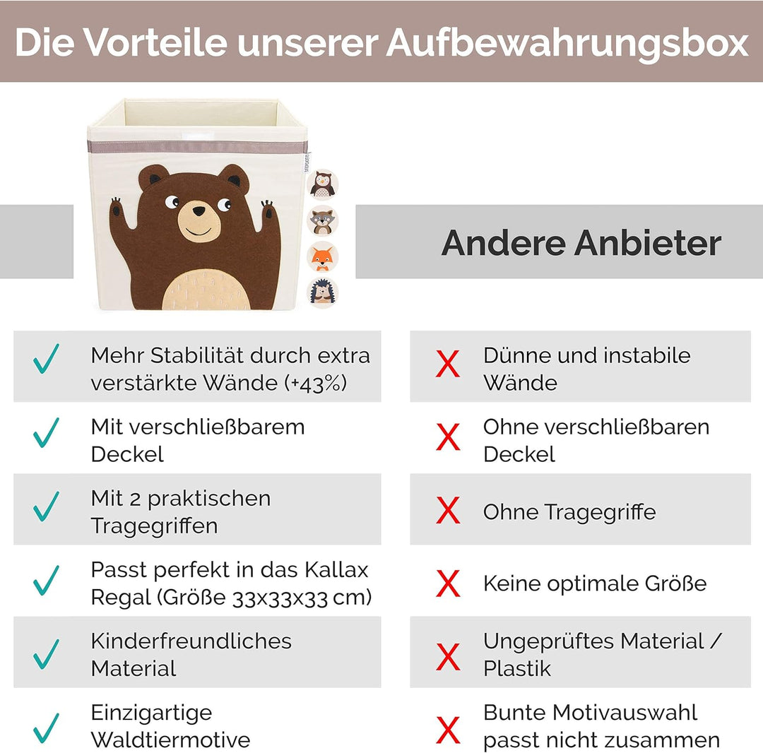 GLÜCKSWOLKE Aufbewahrungskiste für Kinderzimmer - 15 Motive I Spielzeugbox mit Deckel I Spielzeug Bo