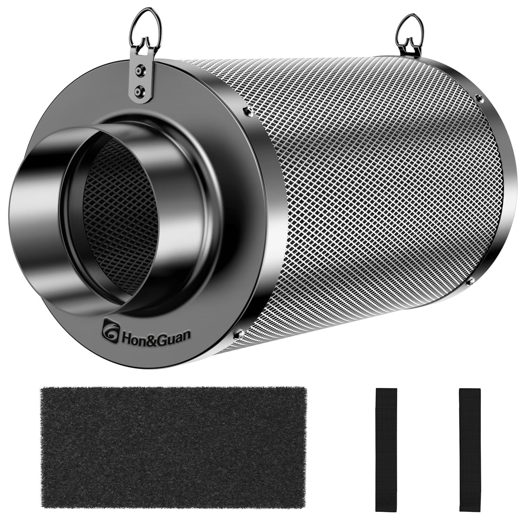 Hon&Guan Aktivkohlefilter 100mm mit Leichtes Carbon 250mm Lang, 38mm Dickes Holzkohlebett für Geruch