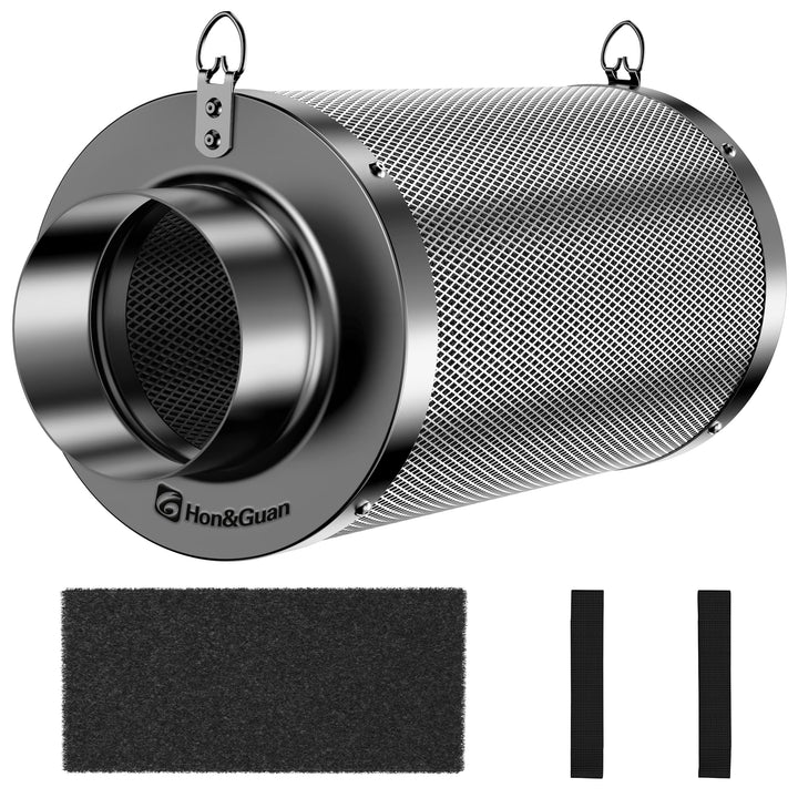 Hon&Guan Aktivkohlefilter 100mm mit Leichtes Carbon 250mm Lang, 38mm Dickes Holzkohlebett für Geruch