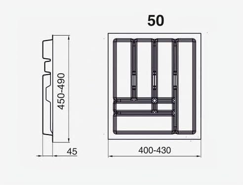 Alusfera Besteckkasten für Schubladen 50cm - Besteckeinsatz - Praktisch Schubladen Ordnungssystem -